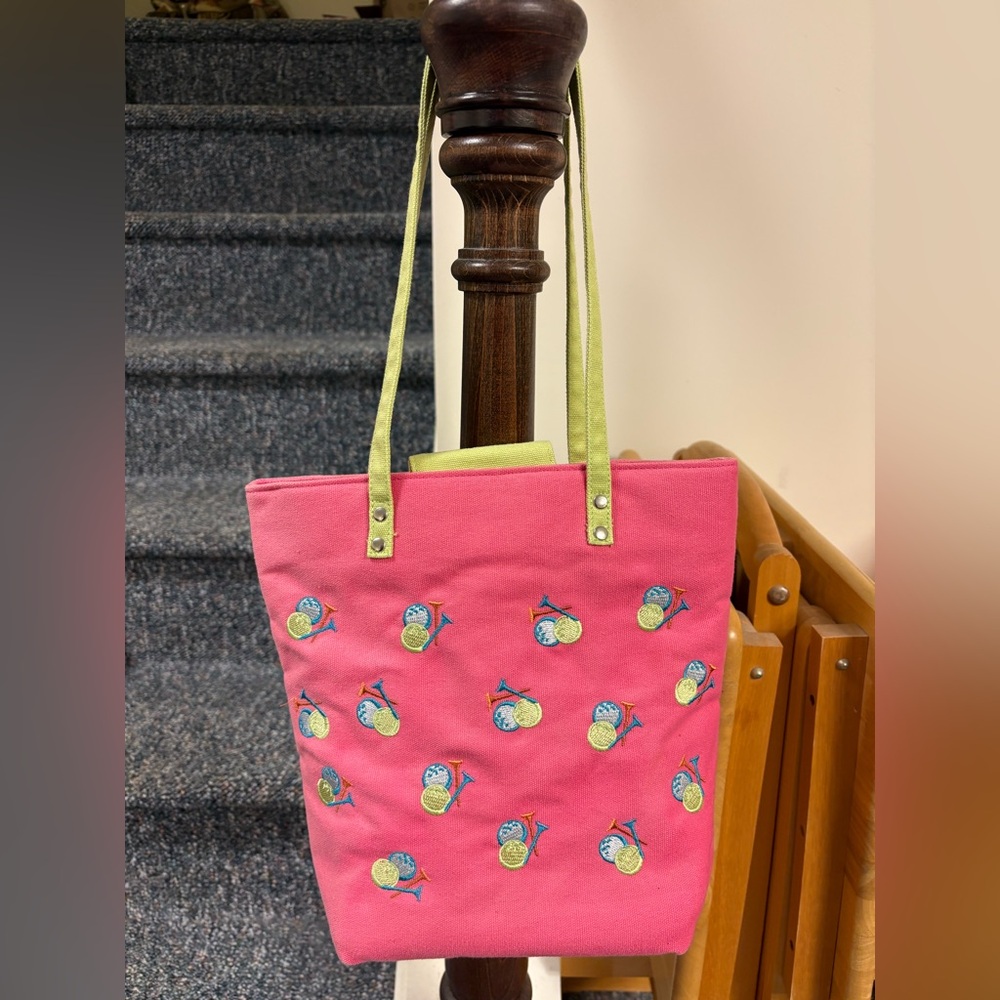 Pink Tote Bag with Golf Balls & Tees